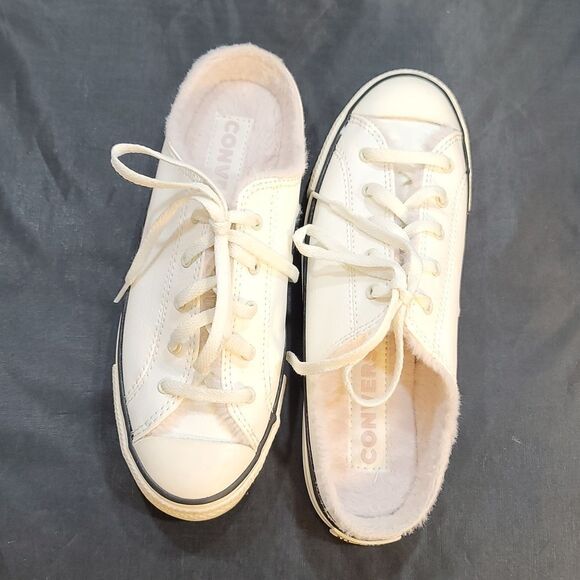 CONVERSE ALL STAR IVORY SLIP On SHOES PINK FUR INTERIOR - Picture 6 of 16